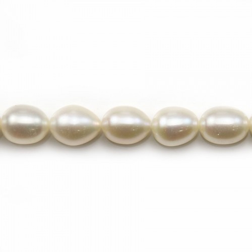 Perles d'eau douce blanches oval 7*9-8*10mm x 40cm