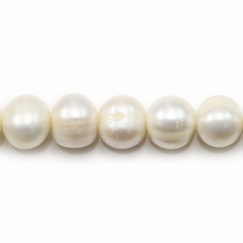 Perles d'eau Douce Blanche Oval 12-13mm x 40cm