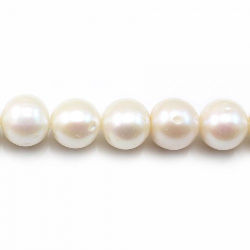 Perle coltivate d'acqua dolce, bianche, rotonde, 12-14 mm x 40 cm AA