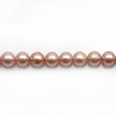 Freshwater cultured pearls, mauve, round, 7-8mm x 40cm