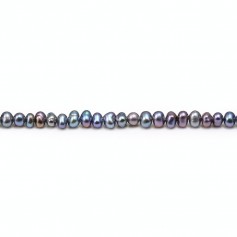 Freshwater cultured pearls, dark blue, oval/irregular, 2-3mm x 38cm