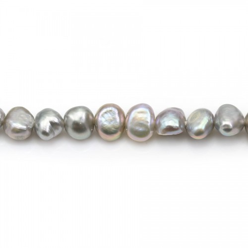 Perlas cultivadas de agua dulce, grises, barrocas, 4-6mm x 36cm
