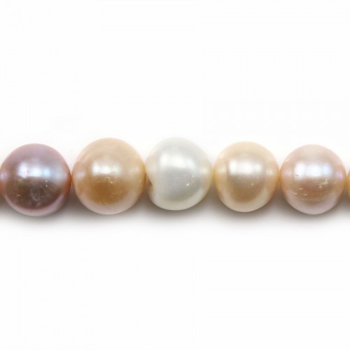 White/salmon baroque/oval freshwater pearls 12-13mm x 40cm
