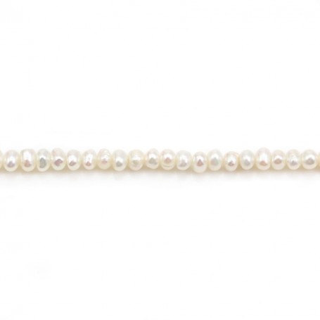 Perles de culture d'eau douce, blanche, ovale/irrégulière, 2-3mm x 37cm