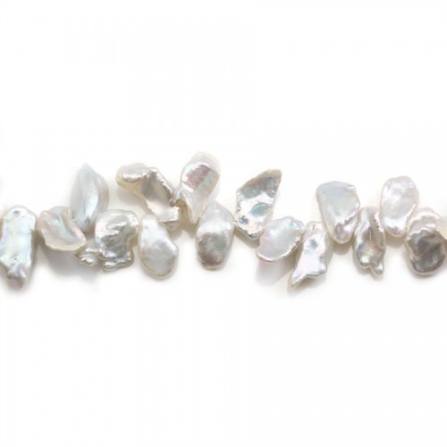 Perlas cultivadas de agua dulce, blancas, keshi, 10-11mm x 40cm