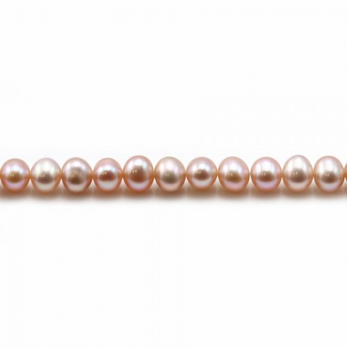 Perles d'eau Douce mauve, semi-ronde 3-4mm x 40cm