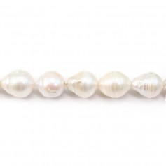 Perlas cultivadas de agua dulce, blancas, barrocas, 14,5-16mm x 40cm