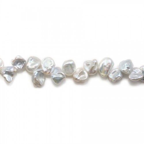 Perle coltivate d'acqua dolce, bianche, keshi, barocche, 8-9 mm x 40 cm