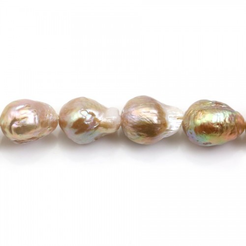 Perlas cultivadas de agua dulce, multicolor, barrocas, 10-11mm x 40cm