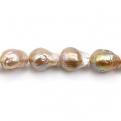 Perles de culture d'eau douce, multicolore, baroque, 10-11mm x 40cm