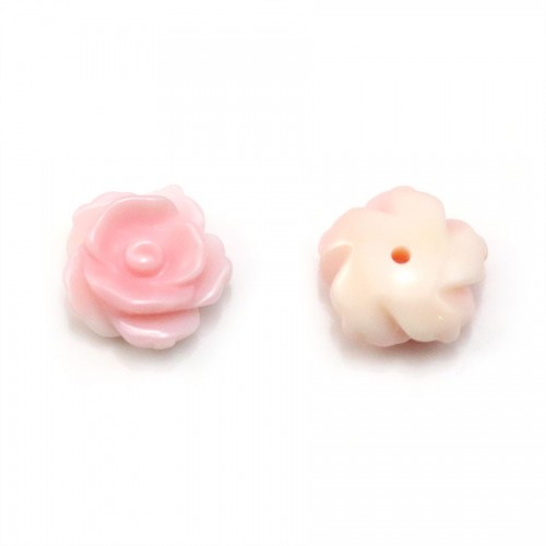 Lambi rosa Blume, halb gebohrt 10mm x 1St