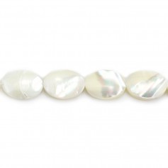 White oval mother-of-pearl bead strand 10x14mm x 39cm