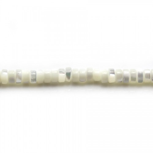 Weißes Perlmutt, runde Form Heishi 2x4mm x 40cm