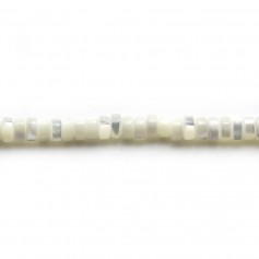 Mãe de pérola, branca, forma redonda Heishi 2x4mm x 40cm