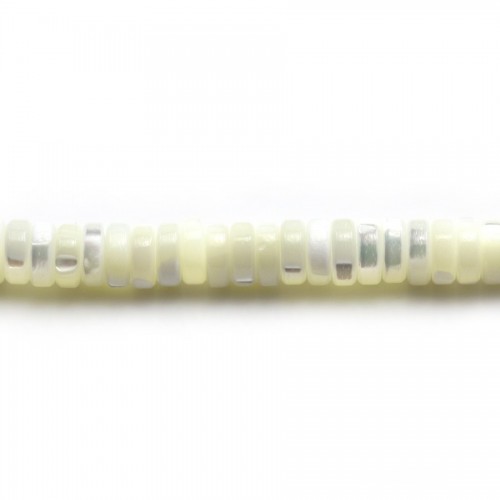 Nacre blanche en rondelle sur fil 2x6mm x 40cm