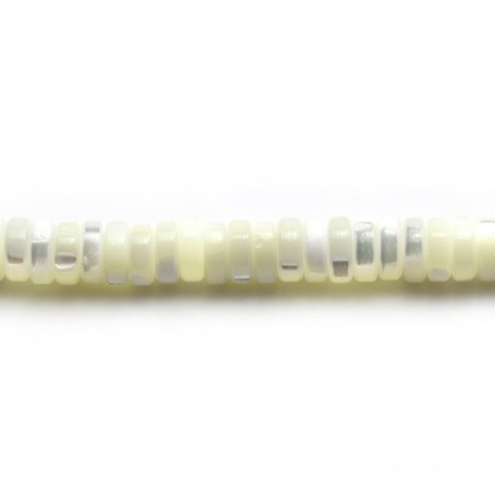 Nacre blanche en rondelle sur fil 2x6mm x 40cm