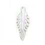 White mother-of-pearl, in shape of leaf, 8 * 20mm x 1pc
