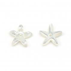 White mother of pearl flower shape 7.5mm x 2pcs