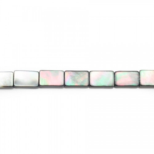 Gray mother-of-pearl rectangle beads 13x18mm x 4pcs