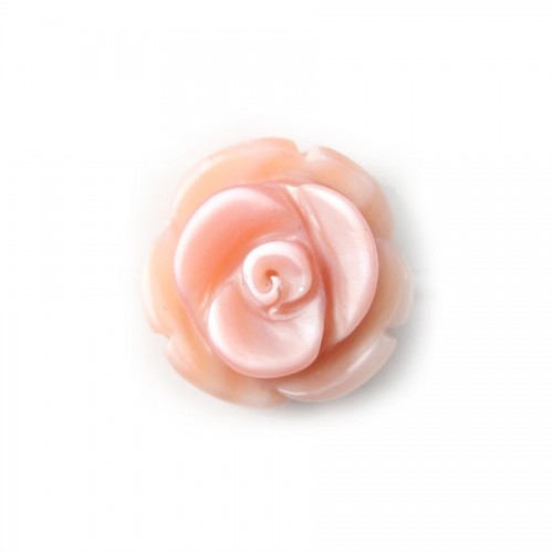 Nacre rose en forme de rose sur fil 8mm x 40cm