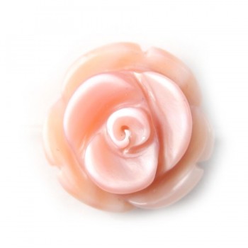 Nacre rose en forme de rose 12mm x 1pc