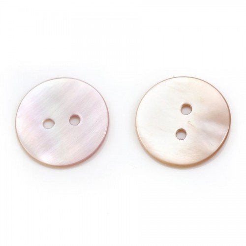 Pink mother-of-pearl round button 2x20mm x 1pc
