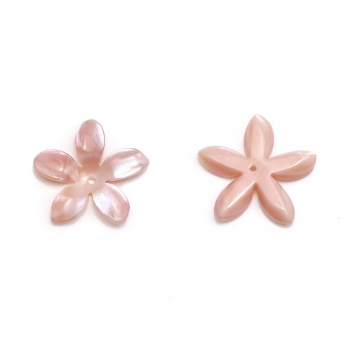 Mother-of-pearl, in pink-colored, in the shape of a flower, measuring 18mm x 1pc