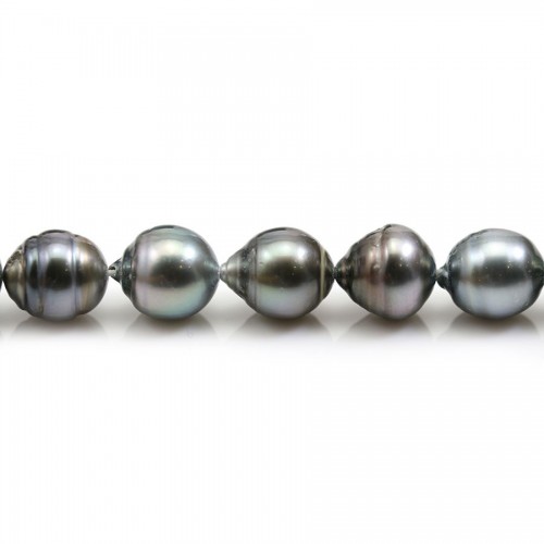 Perles de culture de Tahiti, de forme semi-rondes 8 à 10 mm x 40cm environ