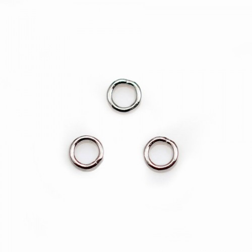 Anéis Fechados de Prata Ródio 925 Sterling 4x0,6mm x 10pcs