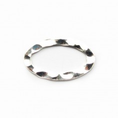 Hammered 925 sterling silver closed oval rings 10x16.2x1.5mm x 2pcs