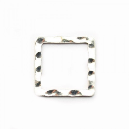 Anéis quadrados fechados acolchoados em prata 925 12x12x1,5mm x 2pcs
