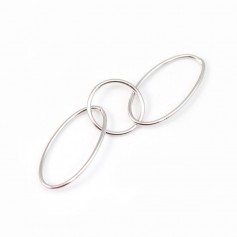 Triple anillo ovalado y redondo de plata 925 rodiada 11x19mm x1pc