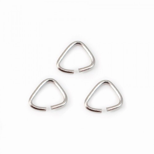 Anelli triangolari aperti in argento 925 rodiato 4x4x0,6mm x 20 pz