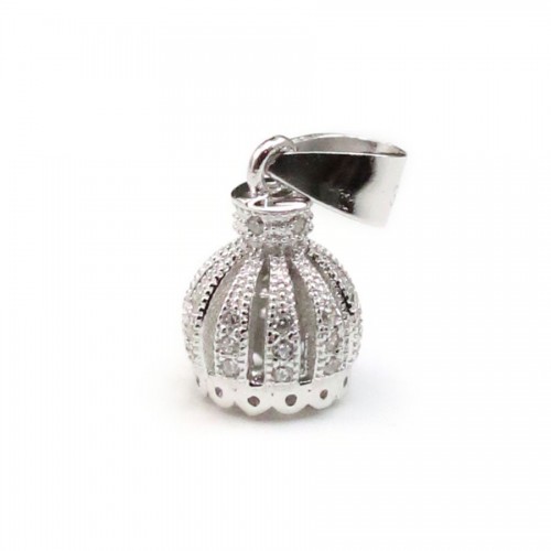 Pendant Bail for rhodium-plated 925 silver crown pompom, 18mm x 1pc