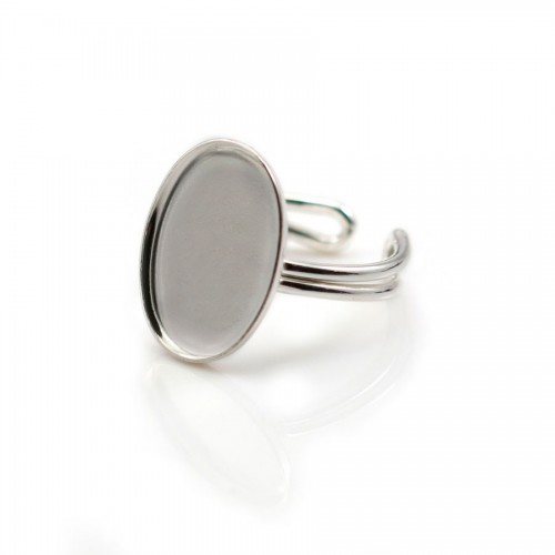Anello regolabile in argento 925, con supporto ovale 13x18 mm x 1 pz