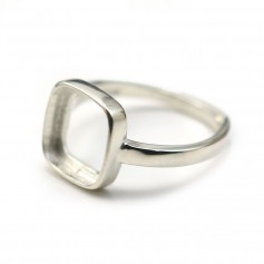 Einstellbarer Ring Träger quadratischen Cabochon 10mm Silber 925 x 1pc