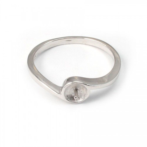 Ringhalter aus rhodiniertem 925er Silber für halbdurchbohrte Perle x 1Stk