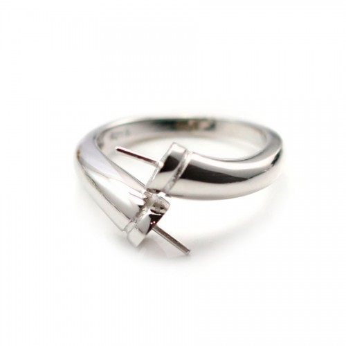925 sterling silver flexible ring double half drilled x 1pc