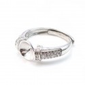 Porta anelli regolabile in argento 925 per perline semiperforate e zirconi x 1 pz