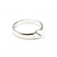 Anello regolabile con base piatta di 5,5 mm e gambo di 2 mm, argento 925, per perle semi-forate x 1 pz