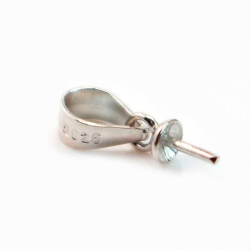 Chiusura a cupola, per perle semi-forate, argento 925 placcato in rodio, 11,8 mm x 4 pz