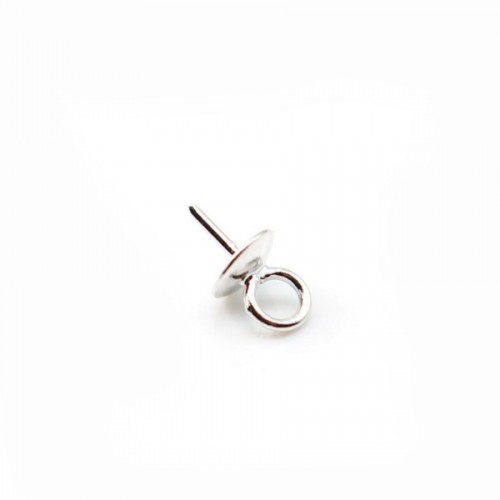 Schalenförmiger Ring für halbdurchbohrte Perlen aus rhodiniertem 925er Silber 4mm x 6pcs