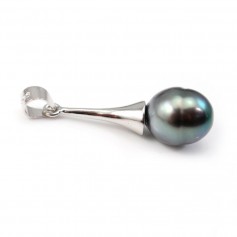 Schalenförmiger Ring für halbgebohrte Perlen, 925er Silber, rhodiniert, 23.3mm x 1Stk
