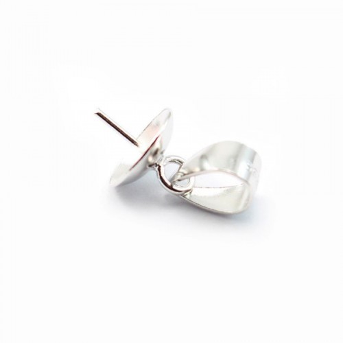 Schalenförmiger Riegel für halbgebohrte Perlen, 925er Silber, rhodiniert, 14mm x 1Stk