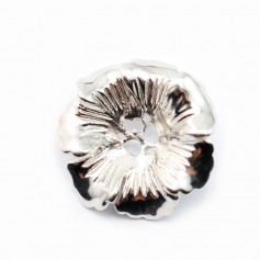 Bélière fleur en argent 925 rhodié pour perle semi-percée 25mm x 1pc