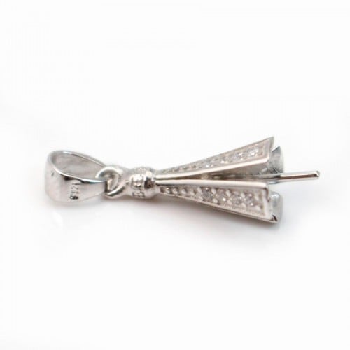 Pendant & umbrella with strass, silver 925 rhodium,for half- drille x 1pc
