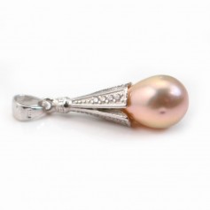 Cierre, para perlas semi-perforadas, plata 925 rodiada 22mm x 1ud