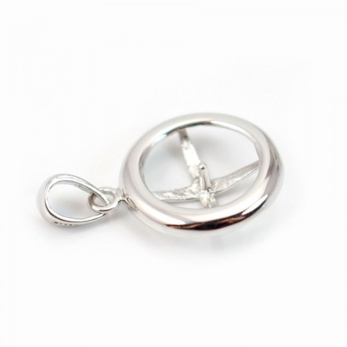Clip , für halbgebohrte Perlen, 925er Silber, rhodiniert, 23mm x 1Stk