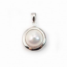 Chiusura per perle semi-forate, argento 925 placcato in rodio, 23 mm x 1 pezzo
