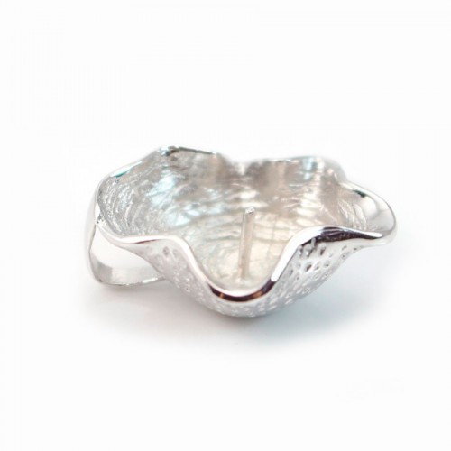 Muschelkern, 925er Silber, rhodiniert, für halbperforierte Perle 26mm x 1Stk